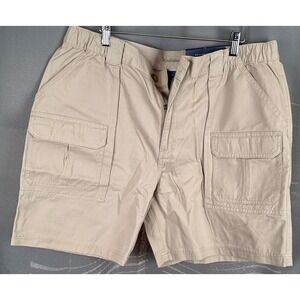Croft & Barrow Mens Side-Elastic Cargo Shorts Tan Khaki 100% Cotton Size 38 NWT